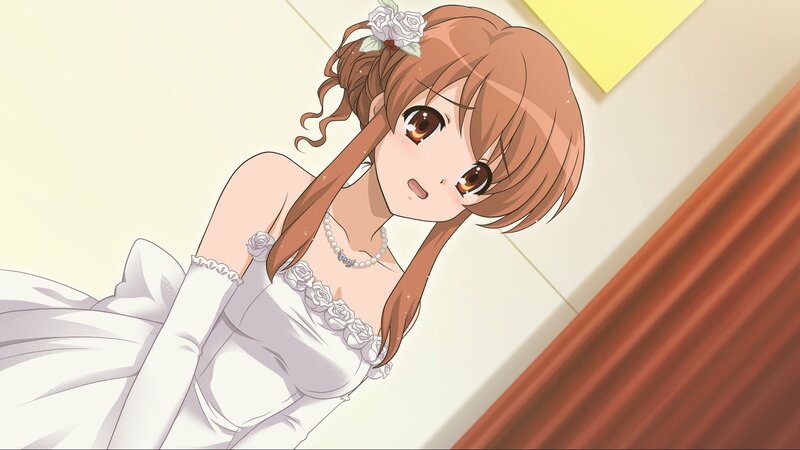 anime bride in white dress