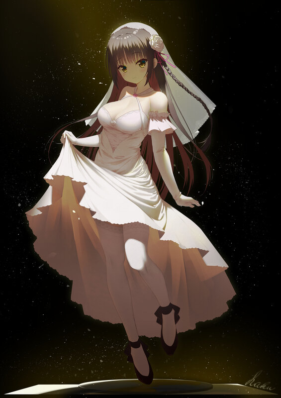 Anime Bride in White Dress — Dramatic