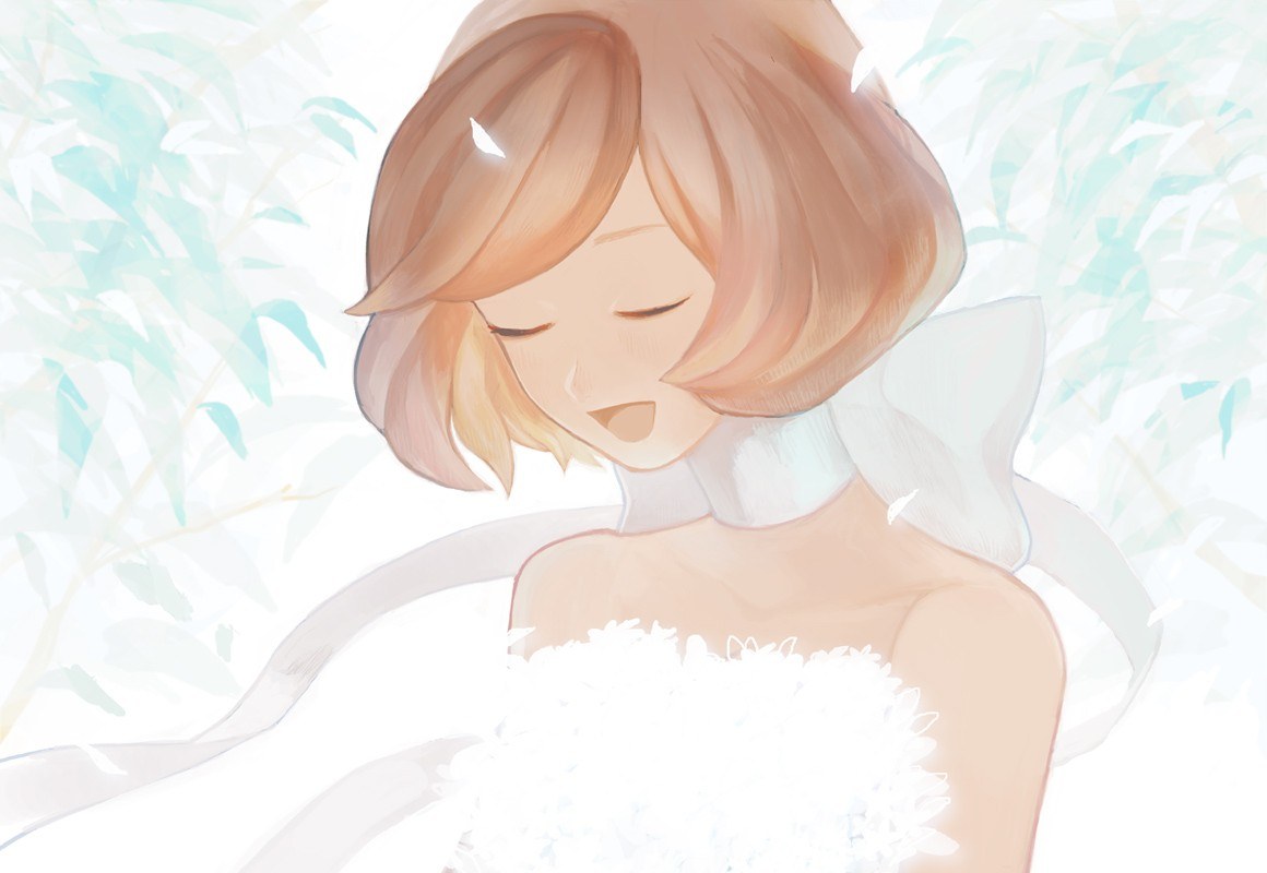anime bride in white dress