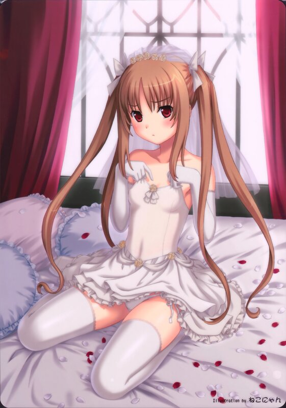 anime bride on a bed