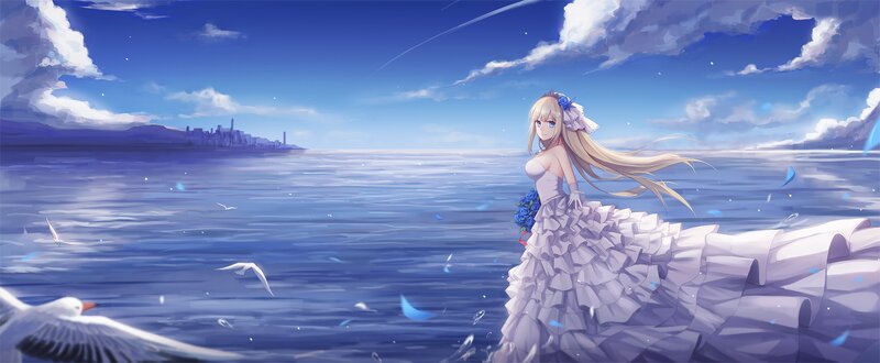 Anime Bride on Beach