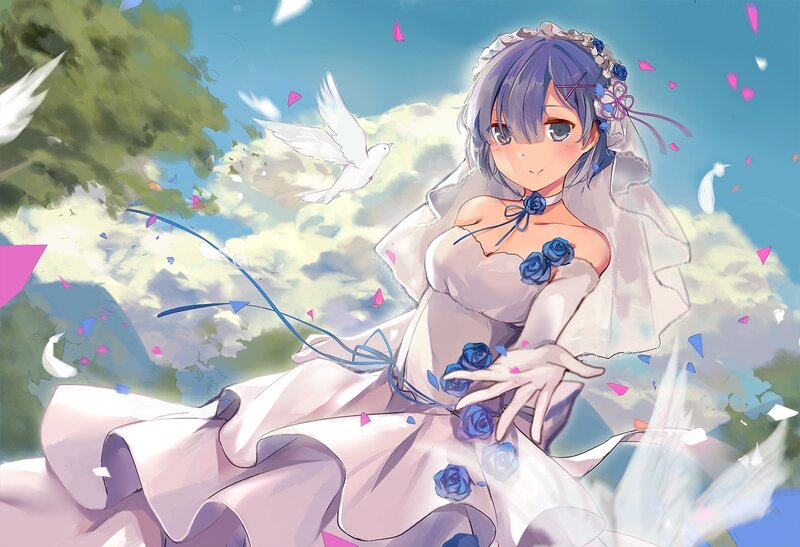Anime Bride with Blue Hair