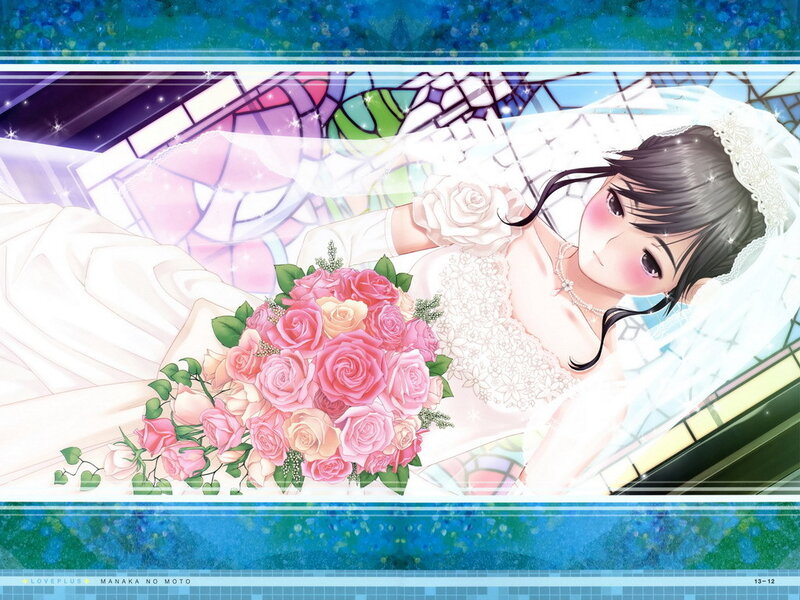 Anime Bride with Bouquet — Pink