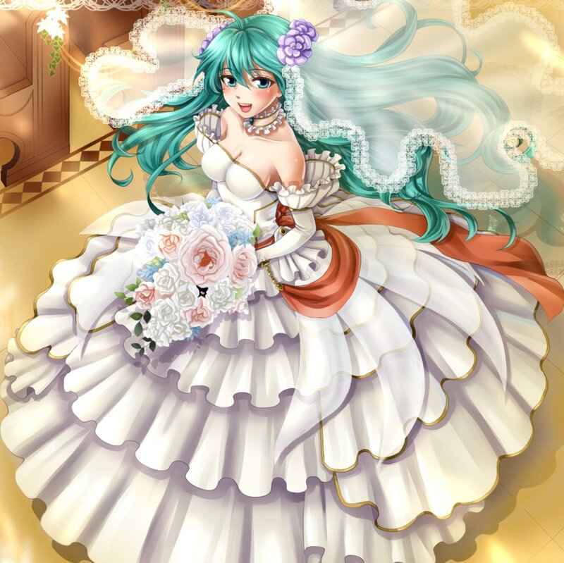 Anime Bride with Bouquet — White, Festive