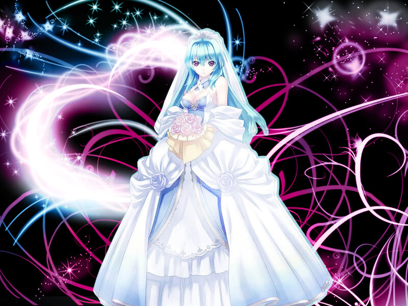 Anime Bride with Bouquet — White