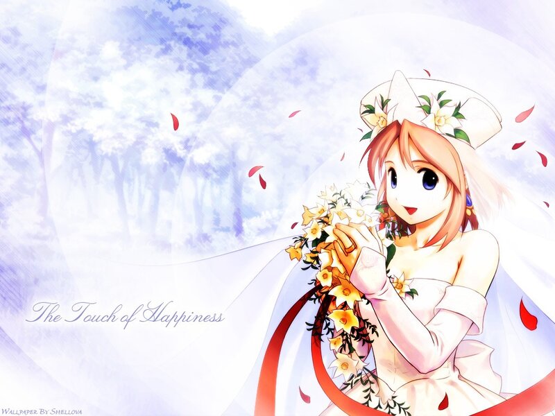 Anime bride with flowers