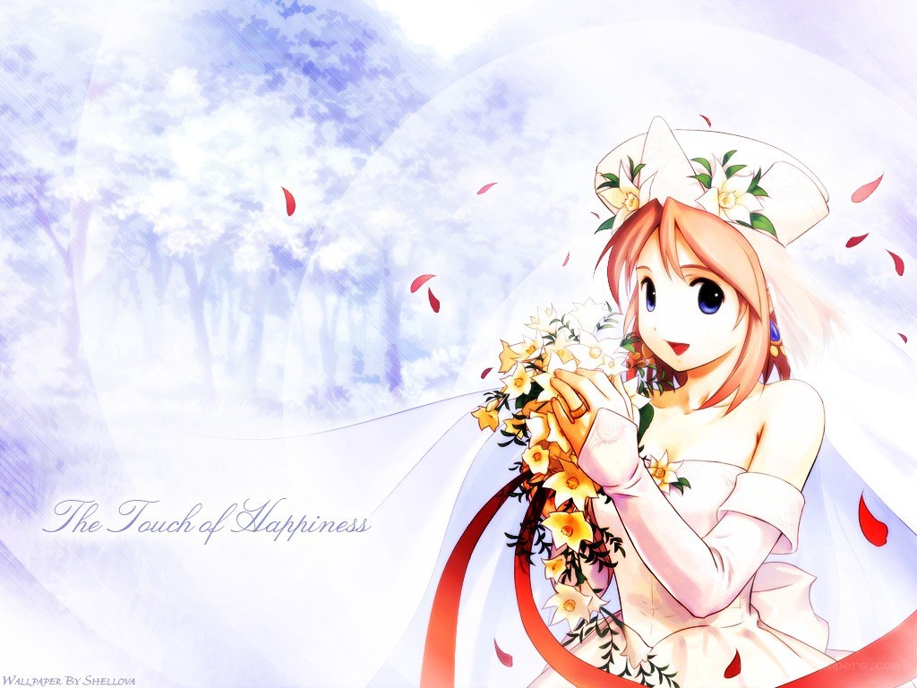 Anime bride with flowers