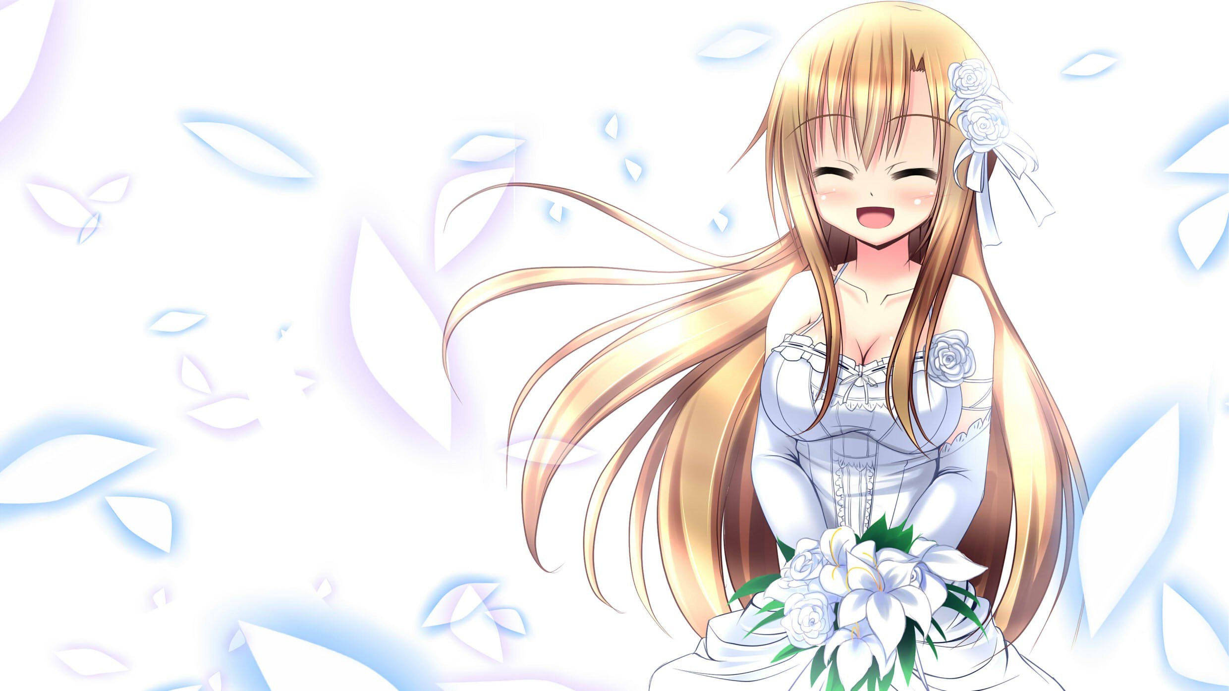 anime bride with flowers