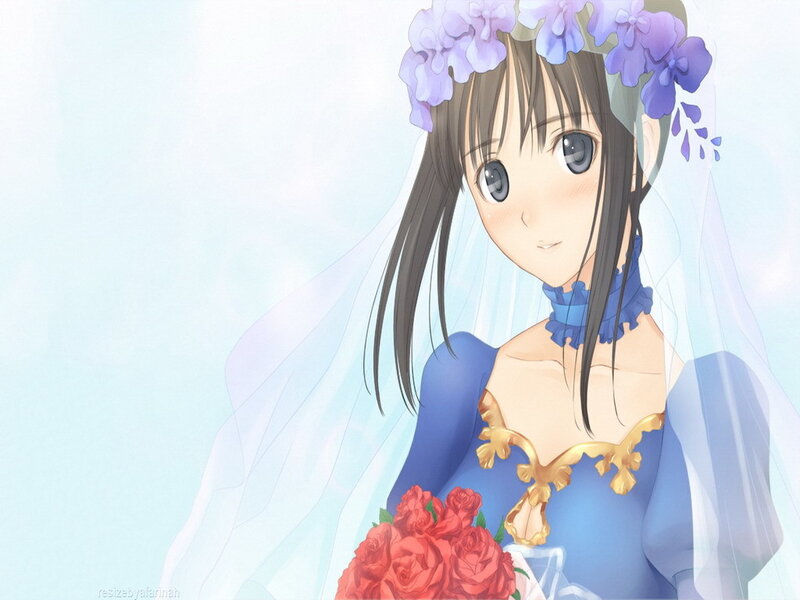 anime bride with flowers