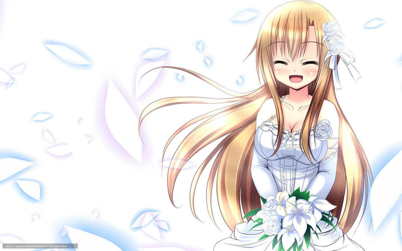 anime bride with flowers