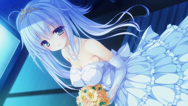 Anime Bride with Flowers — Blue, Dramatic