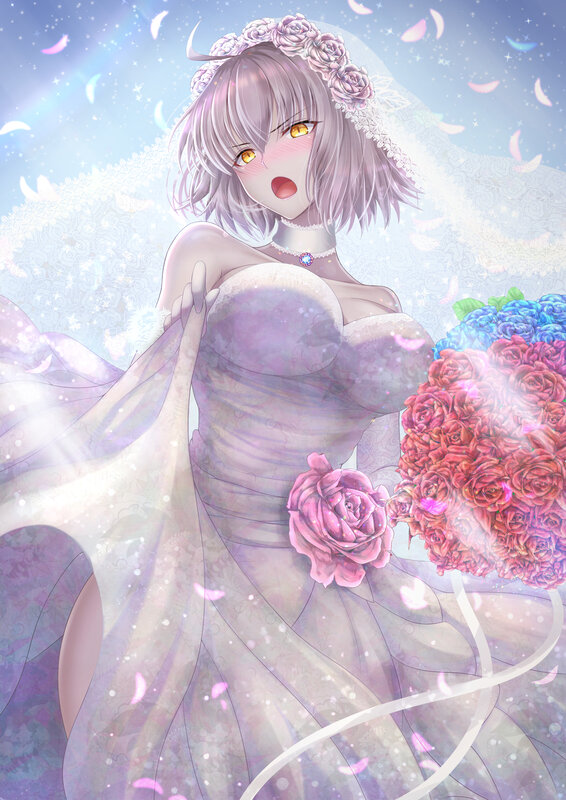 Anime Bride with Flowers — Purple