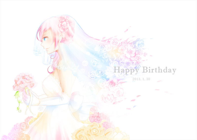 Anime Bride with Flowers — White, Serene