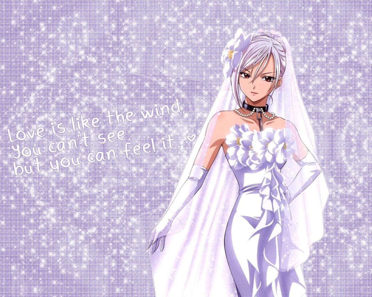 anime bride with flowers