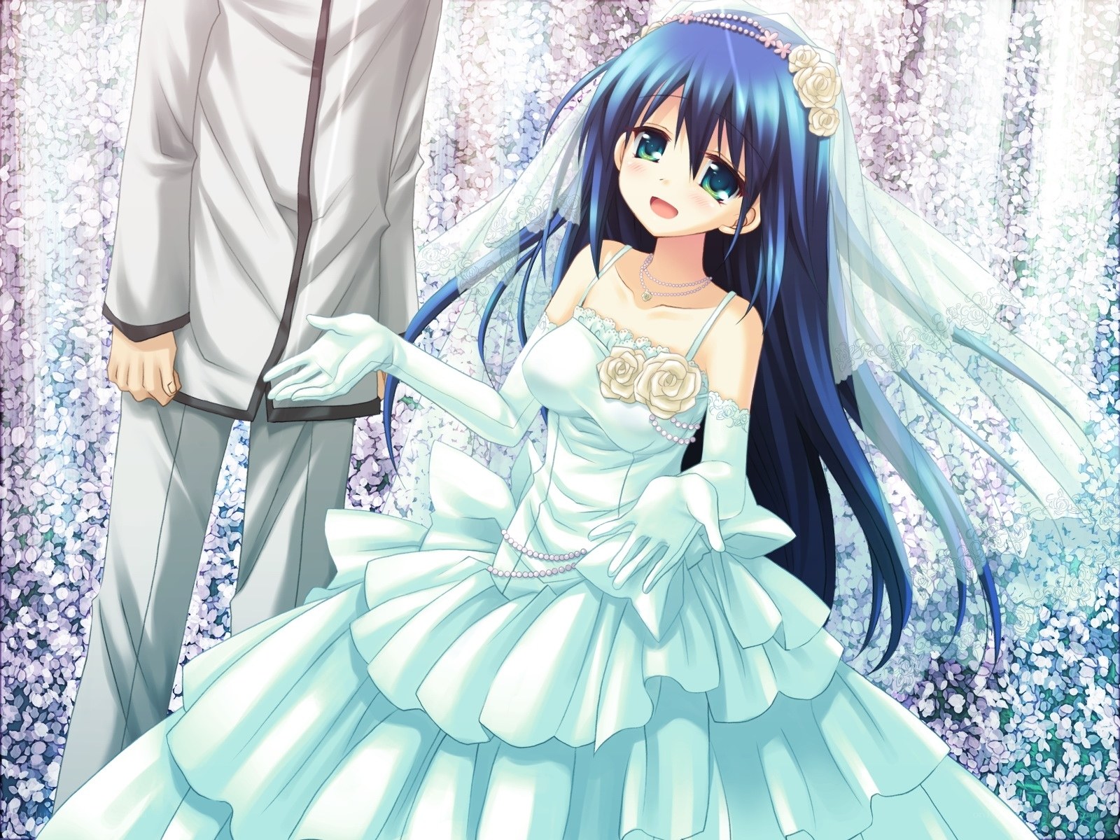 anime bride with groom