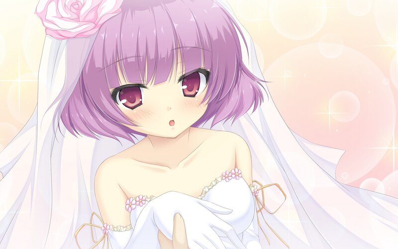 Anime Bride with Purple Hair — Romantic, Veil