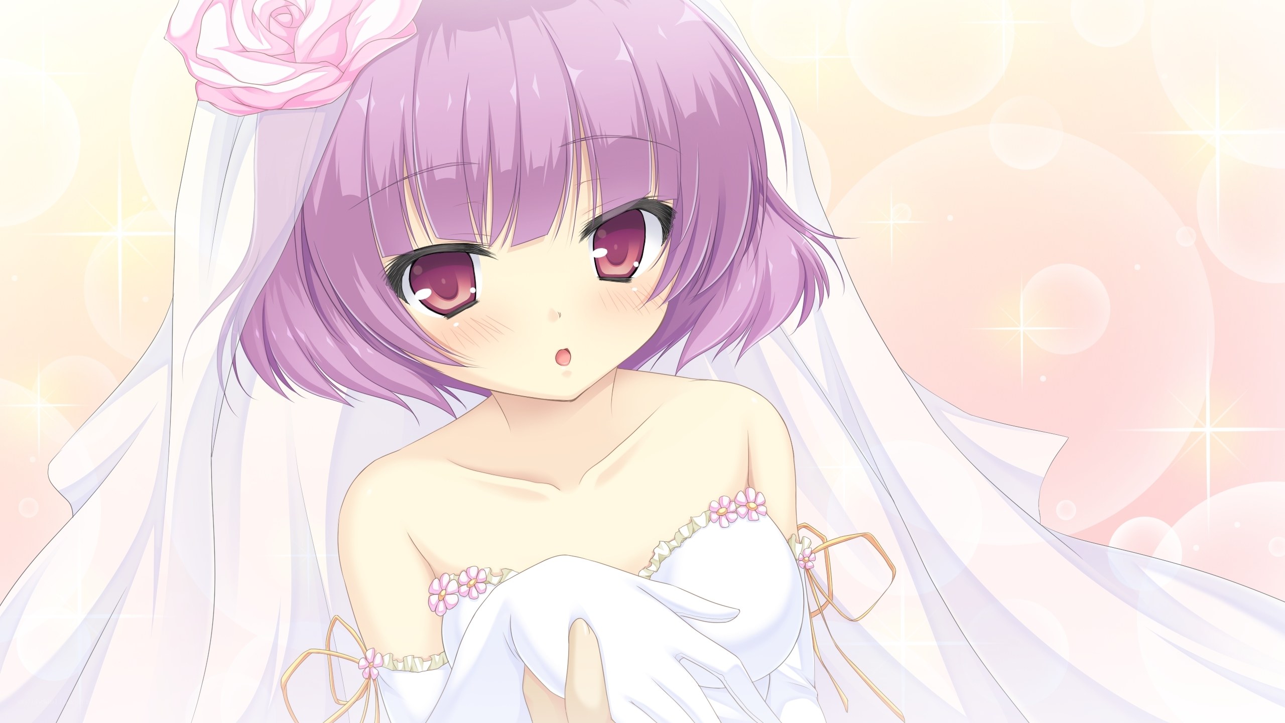anime bride with purple hair