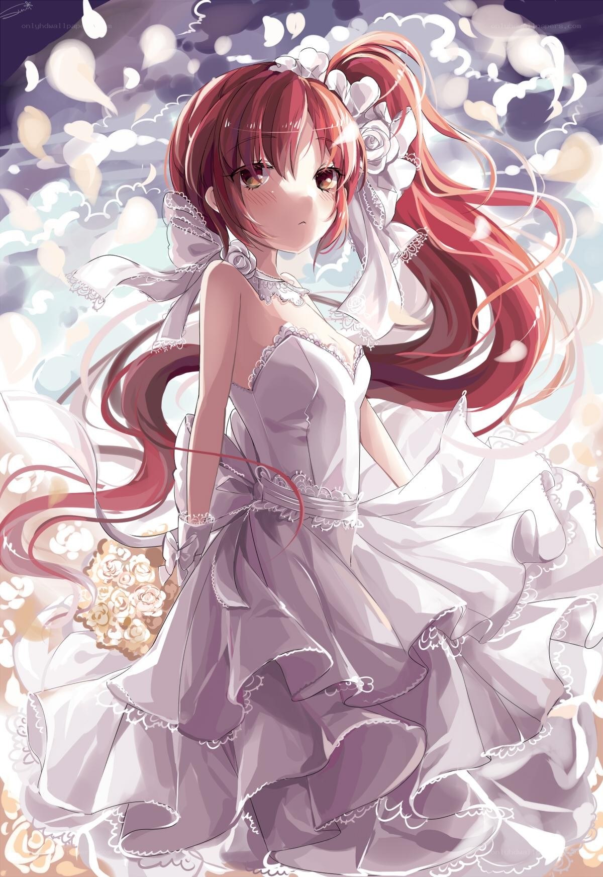 anime bride with red hair
