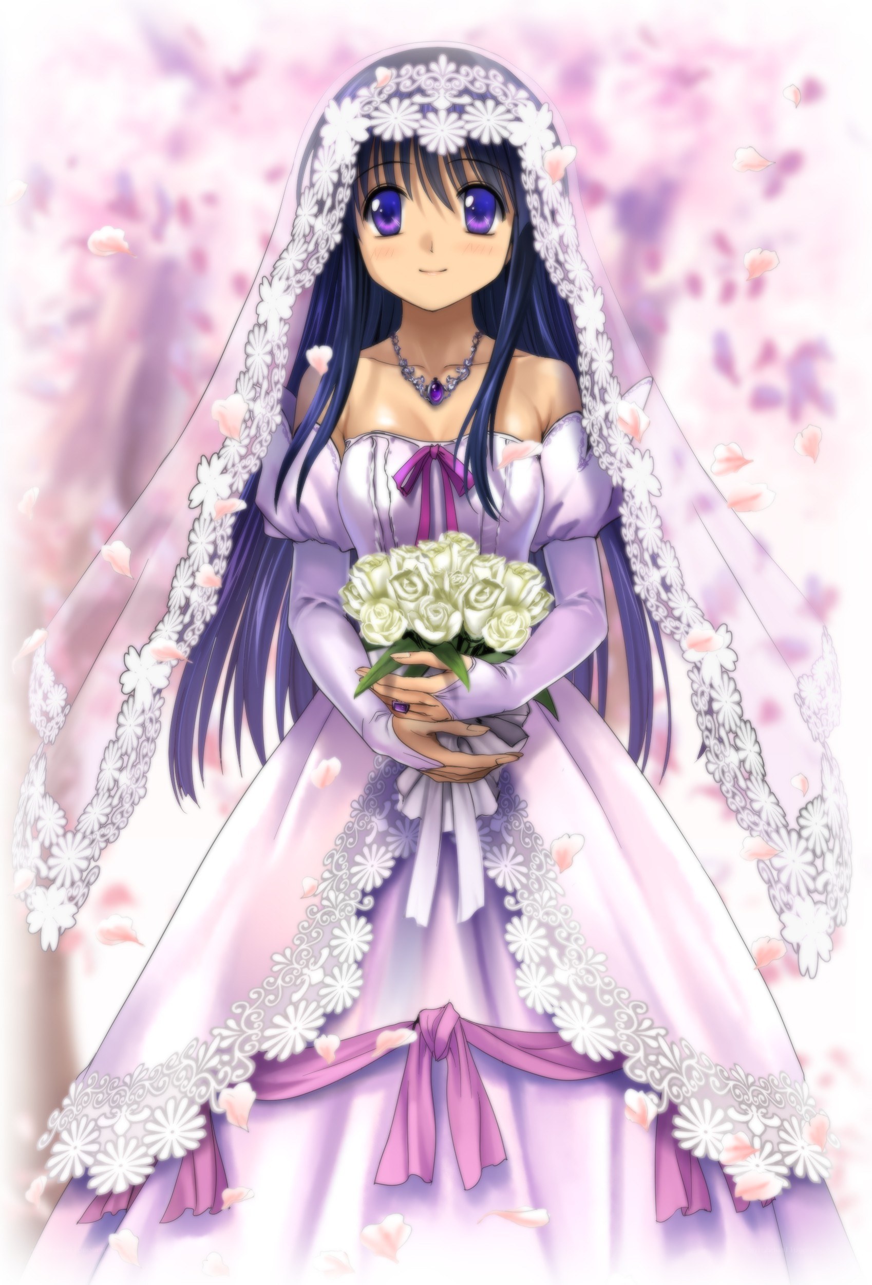 anime bride with roses
