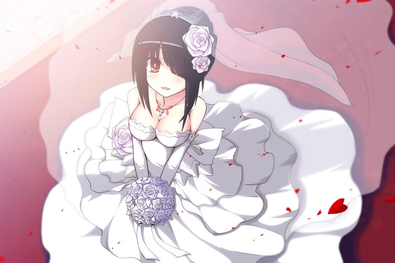 anime bride with roses