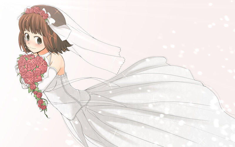 anime bride with roses
