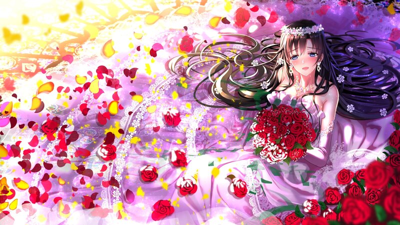 Anime Bride with Roses — Purple