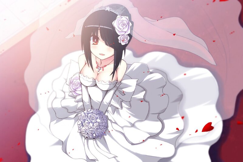 Anime Bride with Roses — White