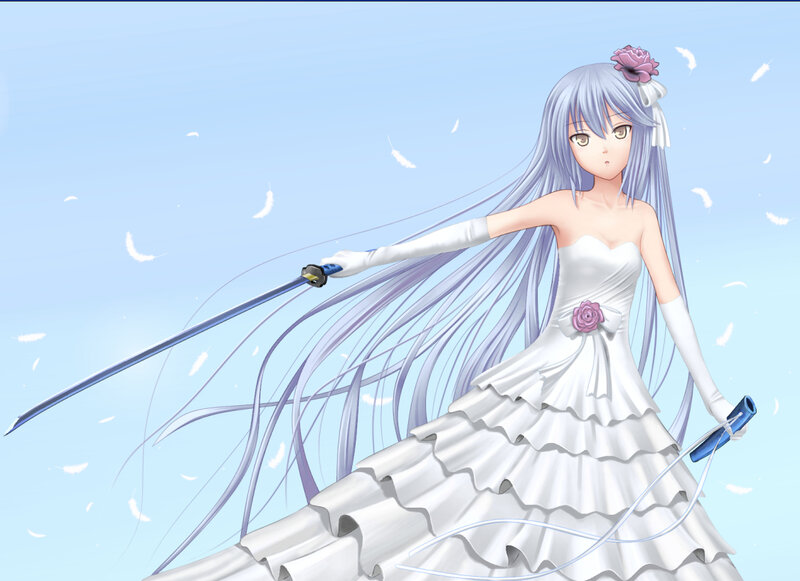 anime bride with sword