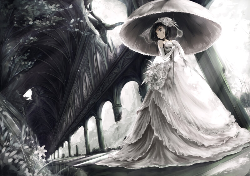 Anime Bride with Umbrella