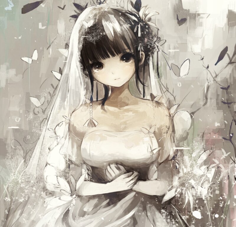 Anime Bride with Veil — White