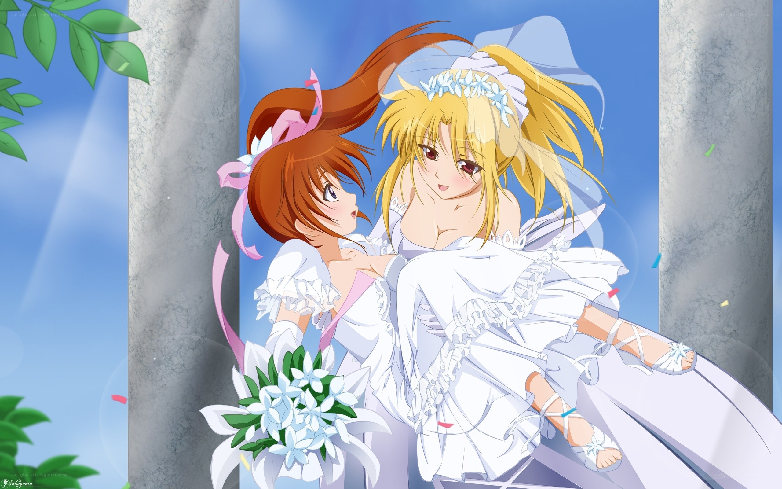 Anime brides in wedding attire
