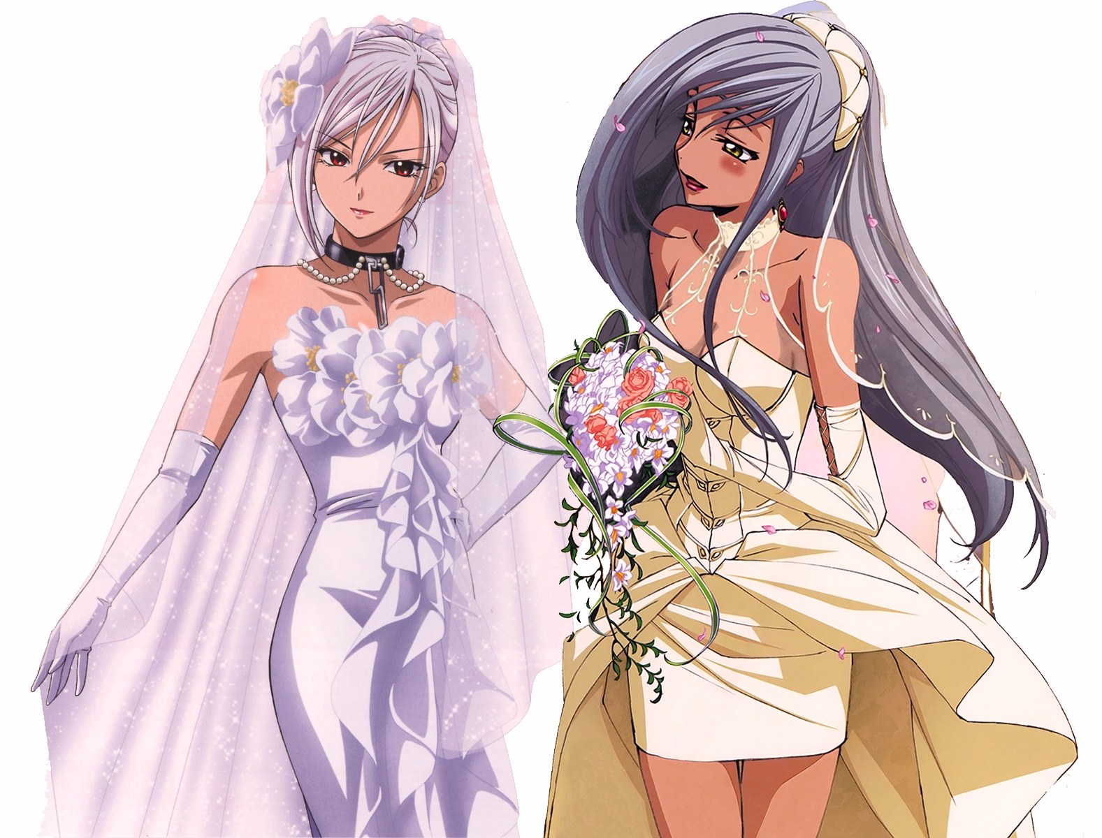 anime brides in wedding dresses