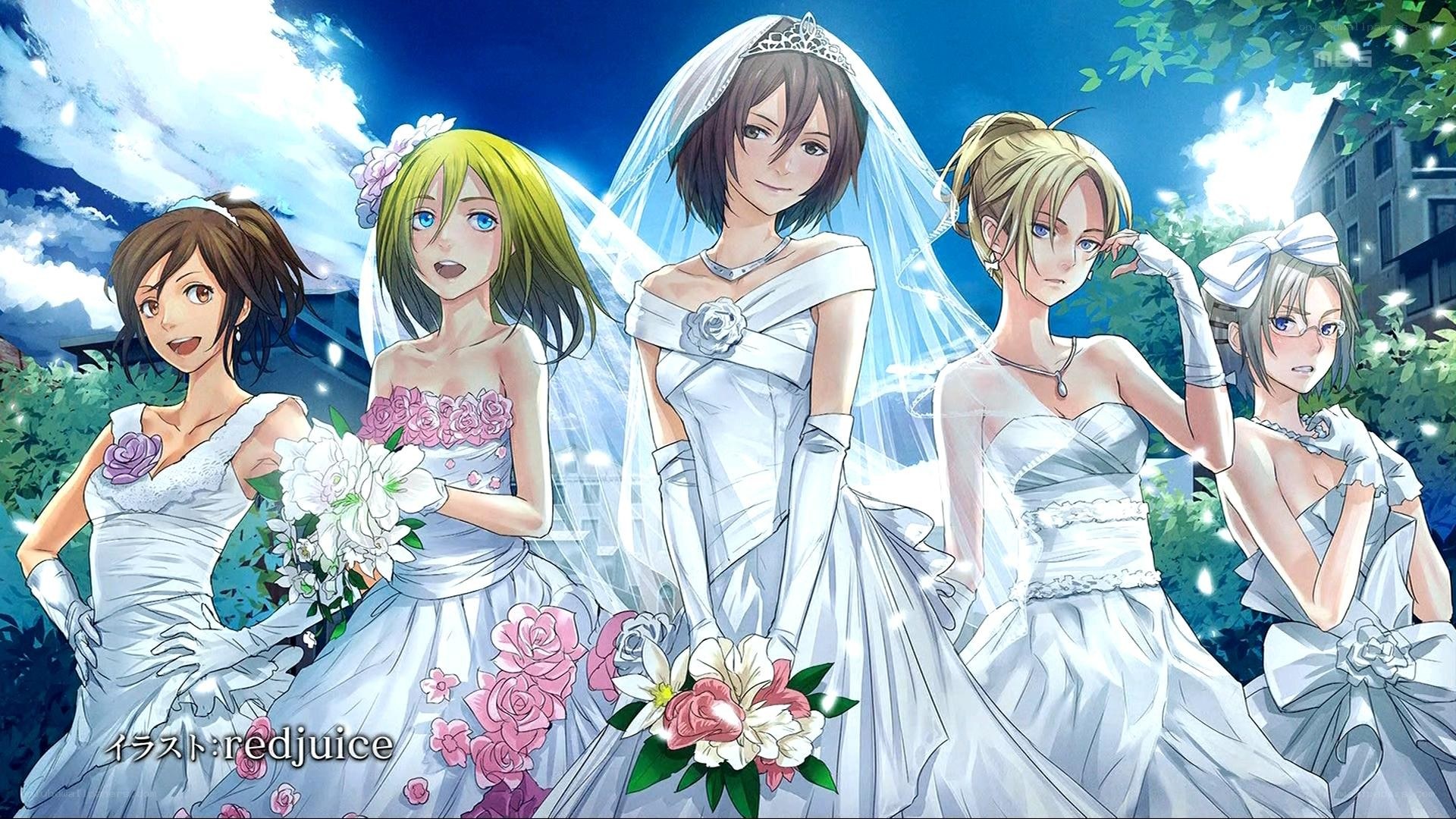 anime brides in wedding dresses