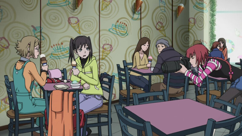 anime cafe scene with characters