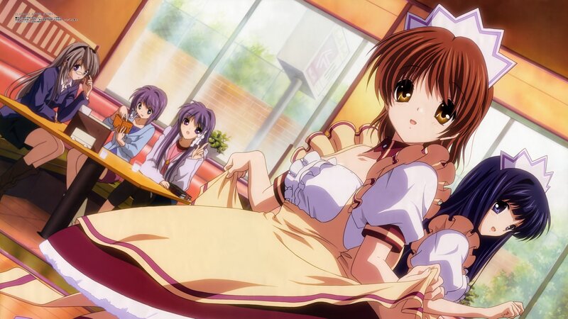 Anime cafe scene with characters