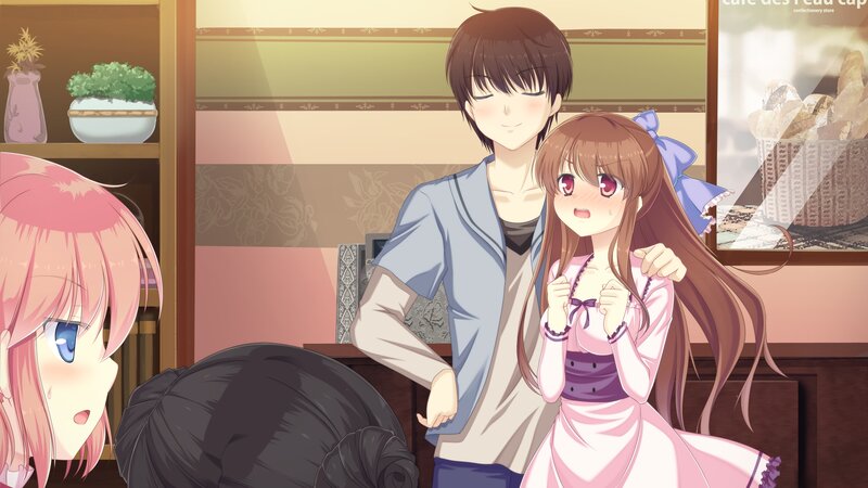 Anime cafe scene with characters