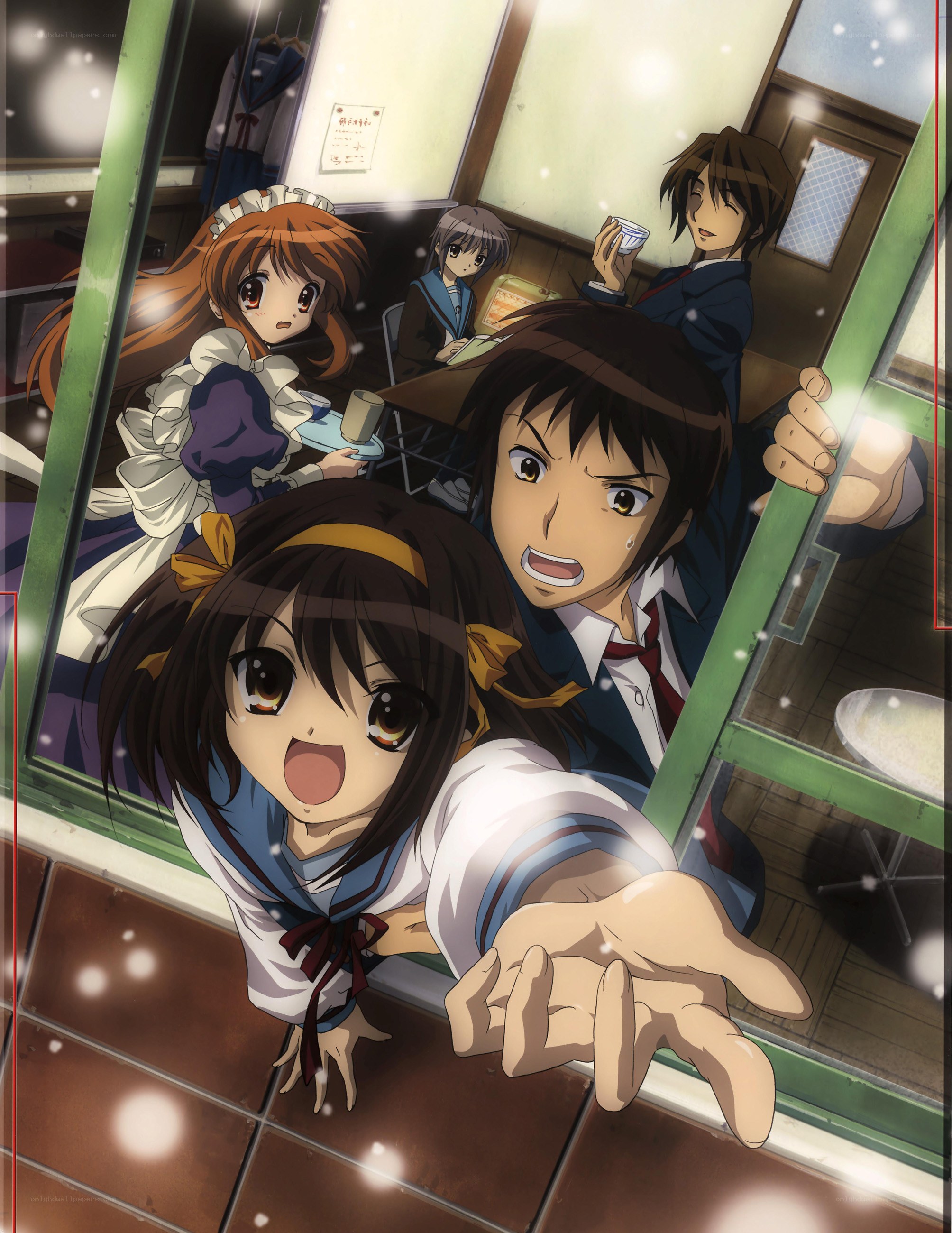 anime cafe scene with students