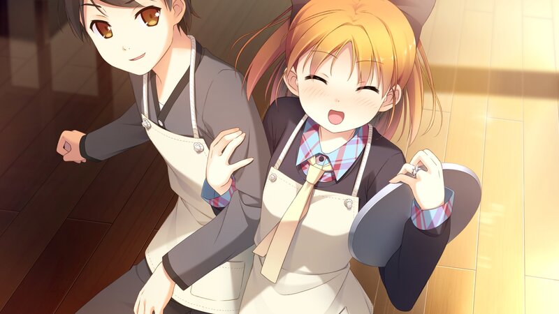 anime cafe workers smiling