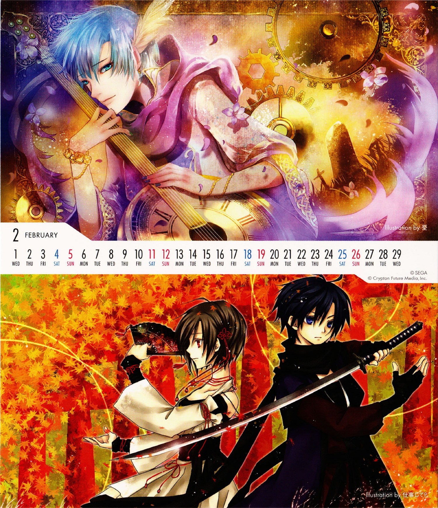 anime calendar art featuring characters