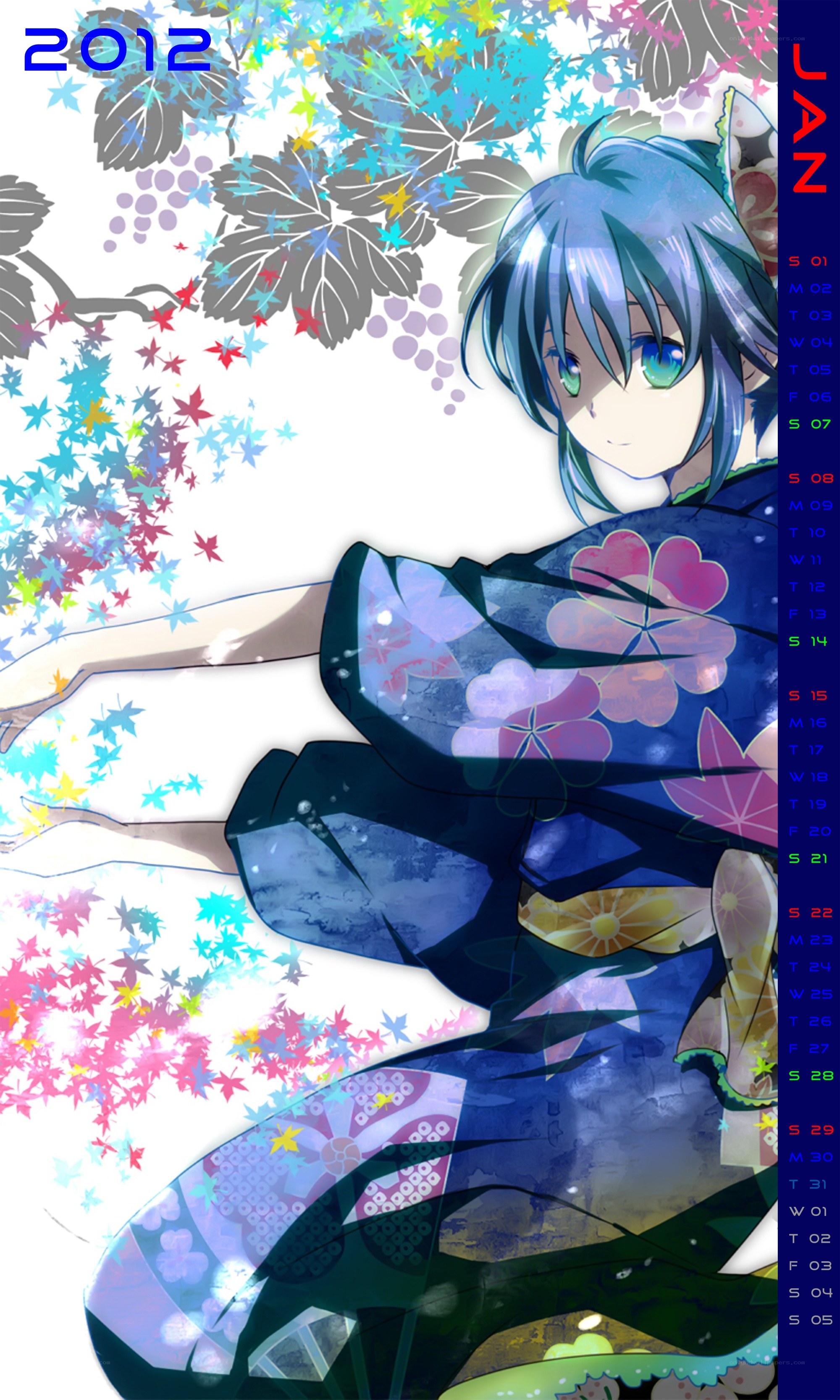 Anime calendar art for January