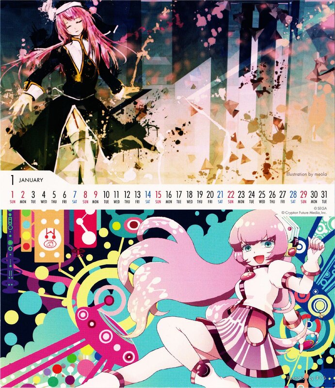 Anime calendar with character art