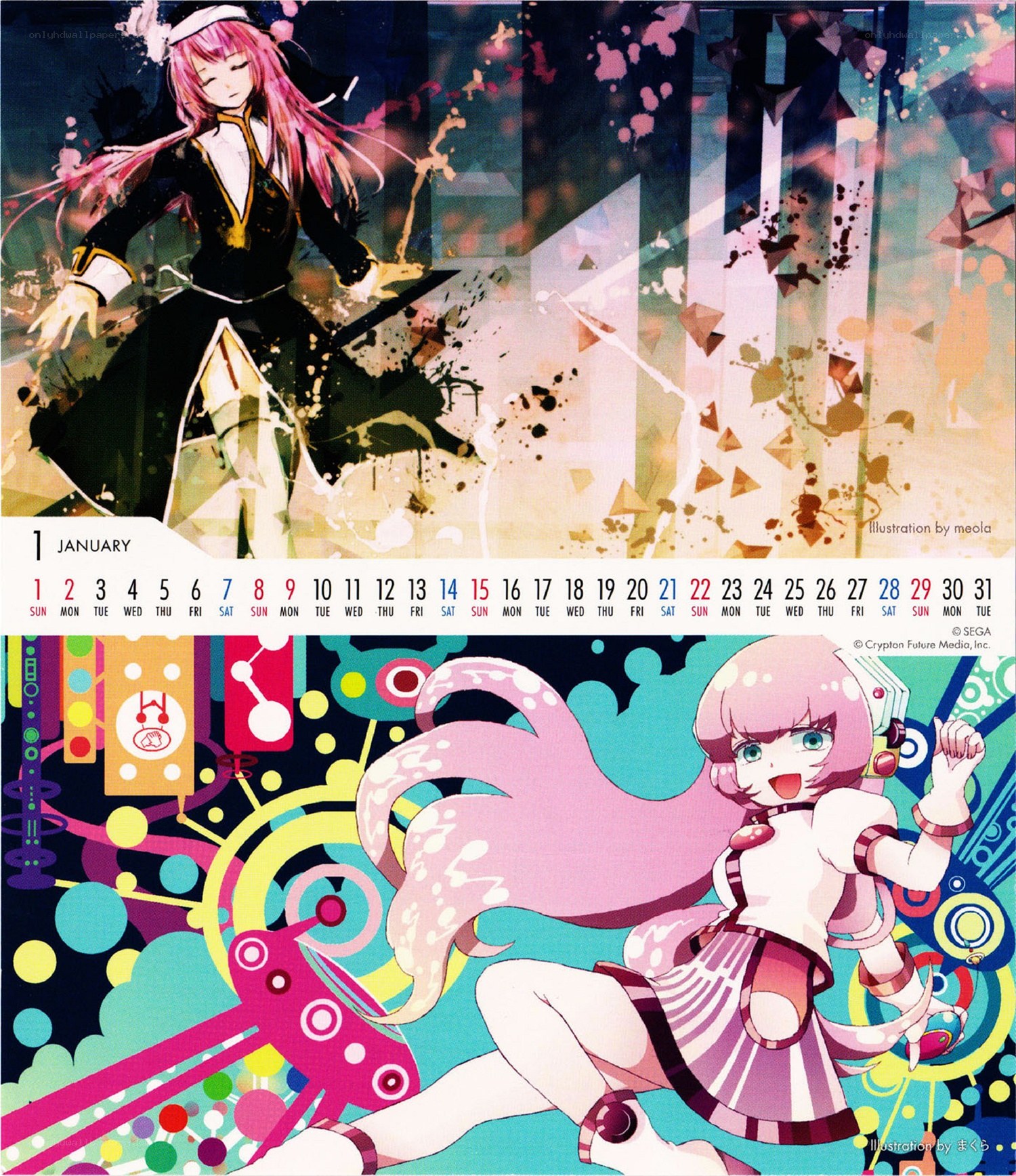 Anime calendar with character art