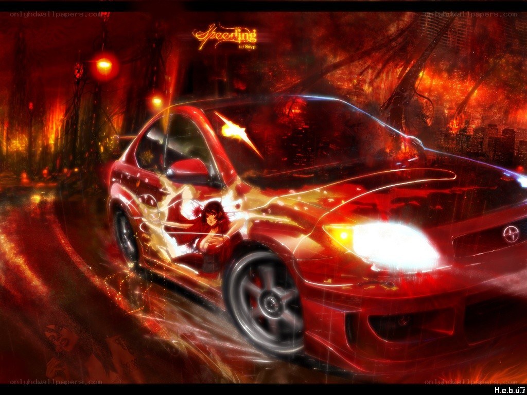 Anime car racing artwork