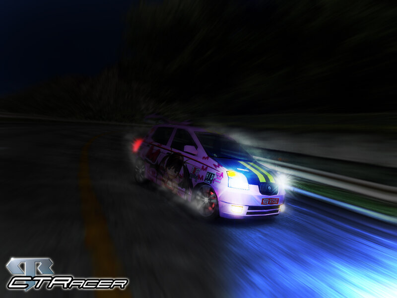 anime car racing at night