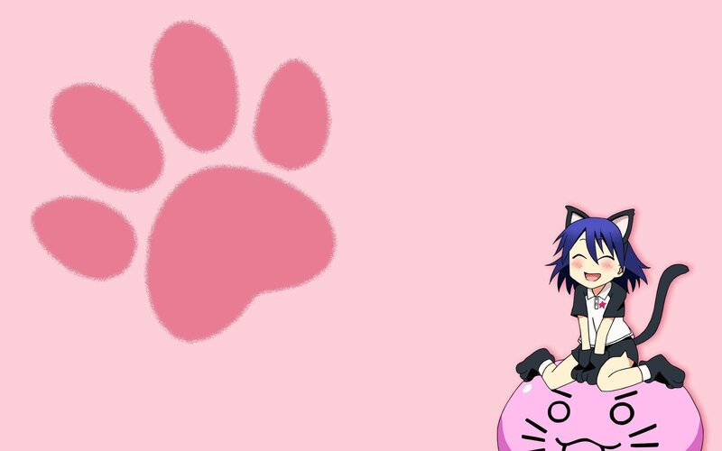 anime cat girl on pink background