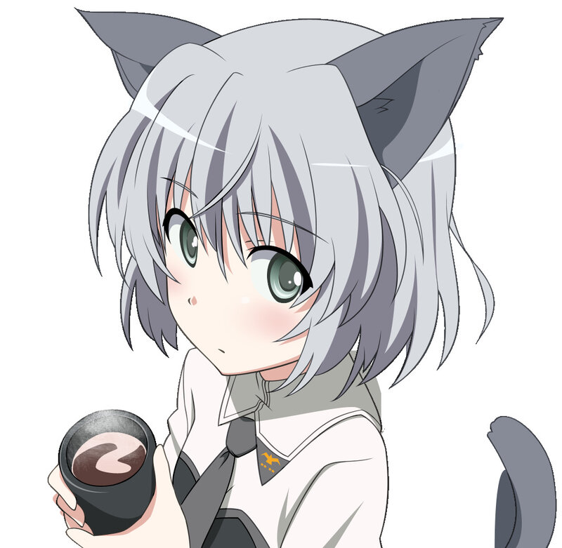 anime cat girl with drink