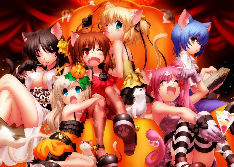 anime cat girls halloween party