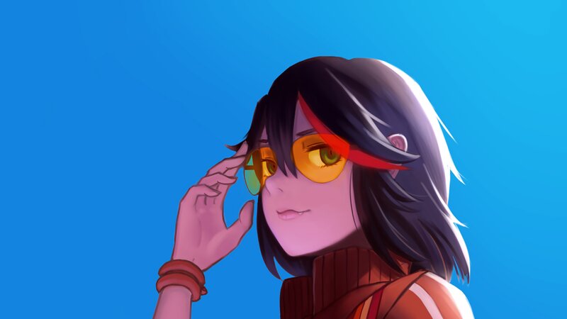 Anime Character Adjusting Glasses — Blue