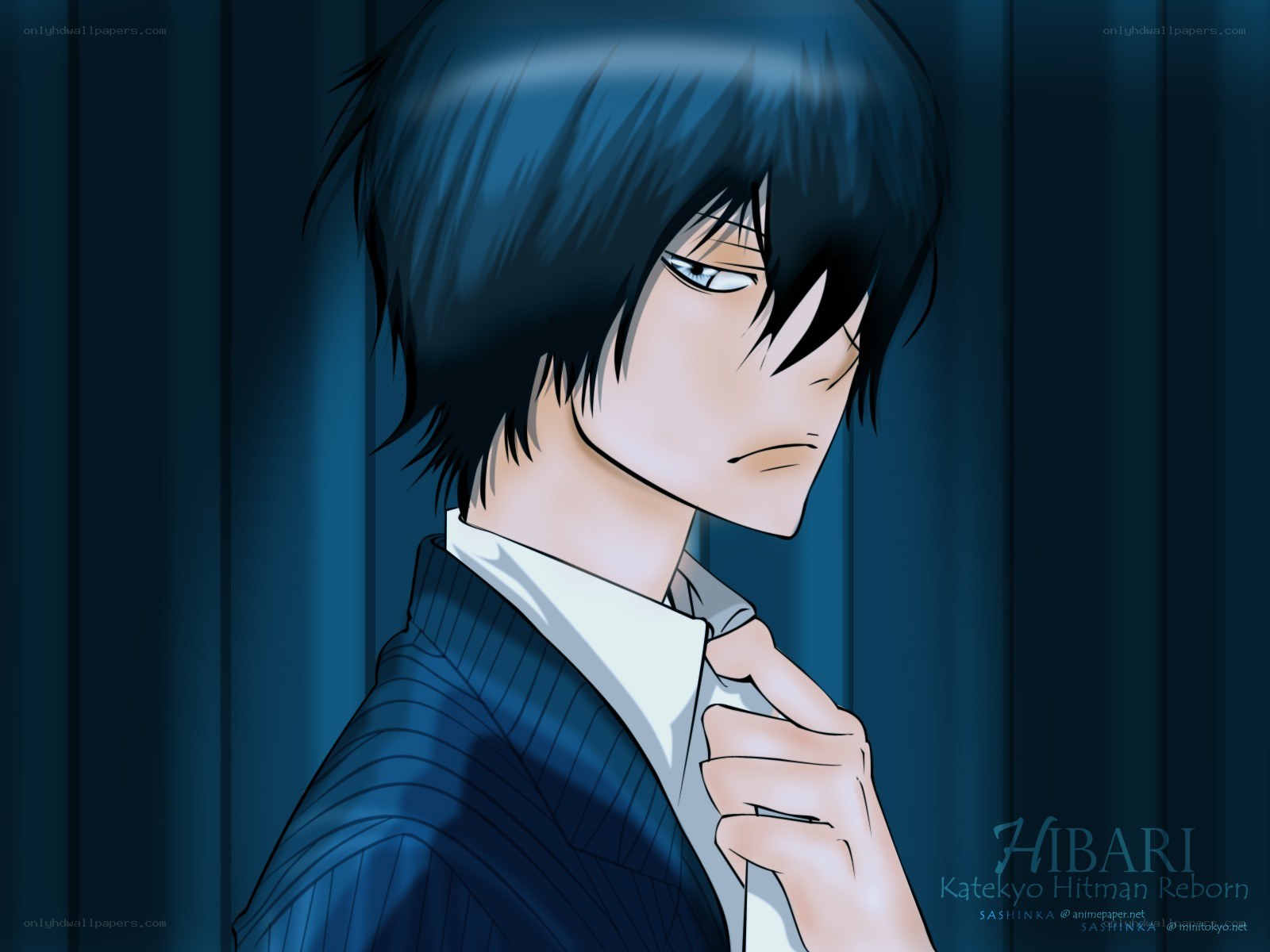 anime character adjusting tie
