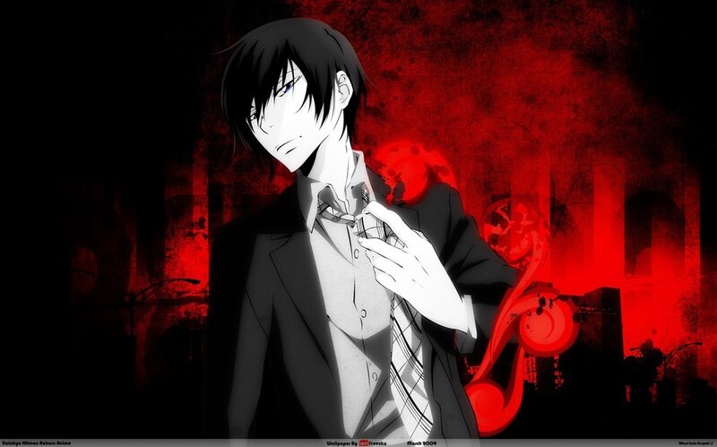 Anime Character Adjusting Tie — Black, Dramatic